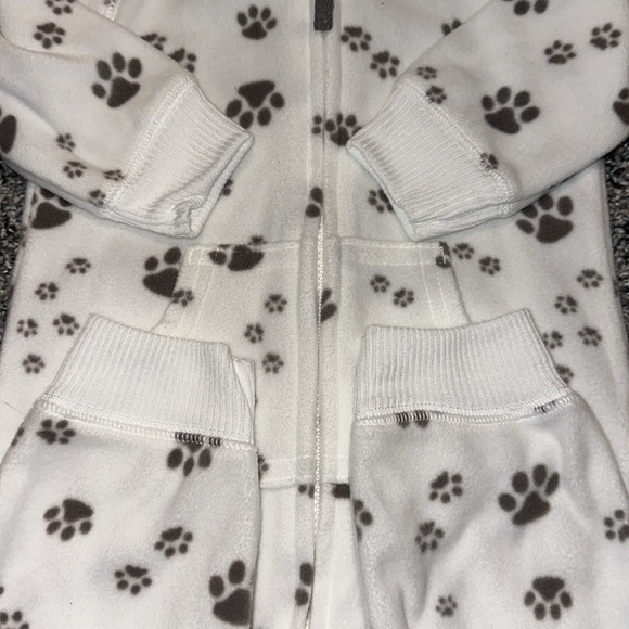 Carters 3 months Fleece Hooded Zip Up Footless Romper Paw Prints - Picture 7 of 7